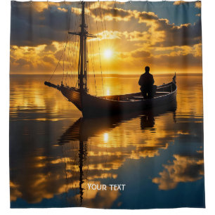 Cortina Para Box Fantasy Cute Boat Sunset Sea