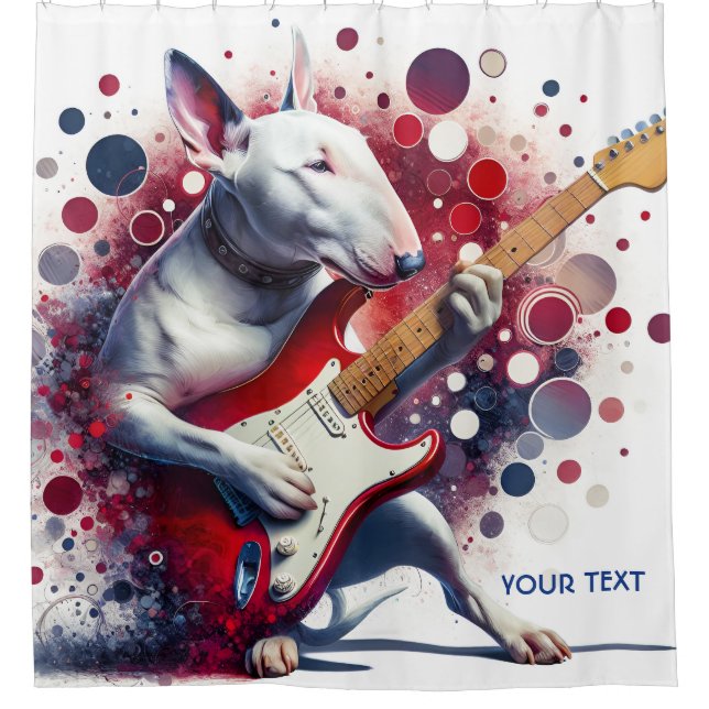 Cortina Para Box Fantasy Cute Bull Terrier Guitar (Frente)