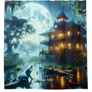 Cortina Para Box Fantasy Cute Cabin Lake Crocodile