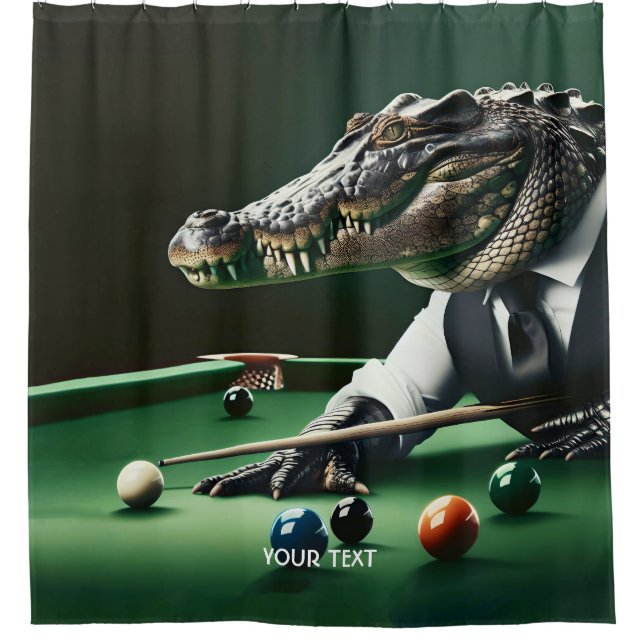 Cortina Para Box Fantasy Cute Crocodile Jogando Billiard (Frente)