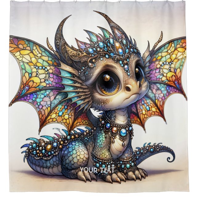 Cortina Para Box Fantasy Cute Dragon StainGlass (Frente)