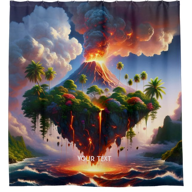 Cortina Para Box Fantasy Cute Island With Volcano (Frente)