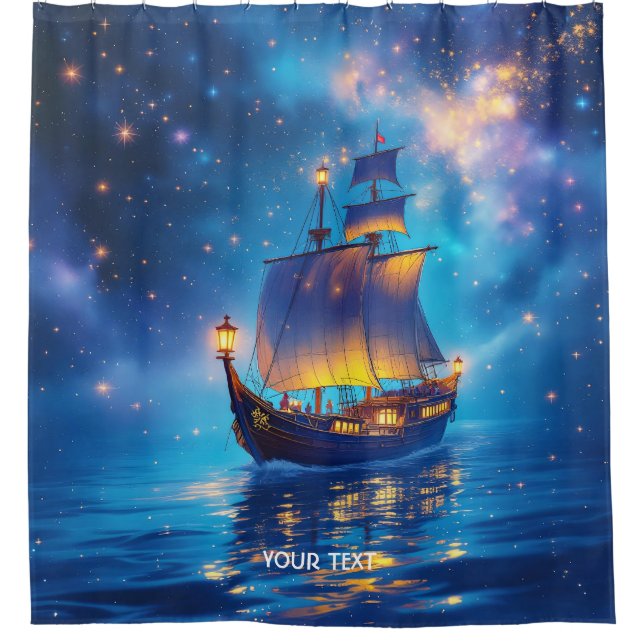 Cortina Para Box Fantasy Cute Night Boat Sea (Frente)