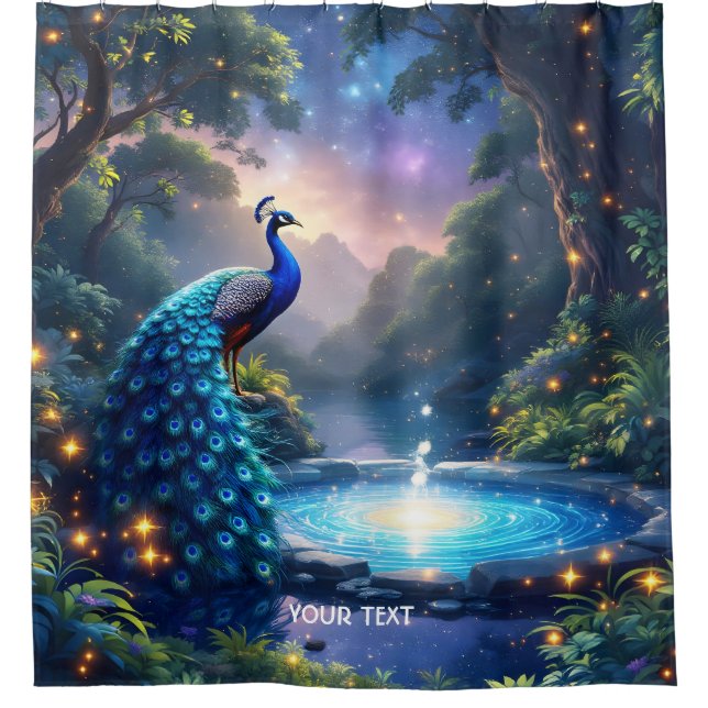 Cortina Para Box Fantasy Cute Night Puddle Peacock (Frente)