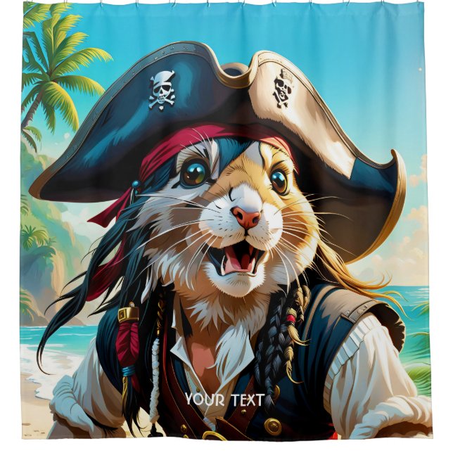 Cortina Para Box Fantasy Cute Pirate Cat Beach (Frente)