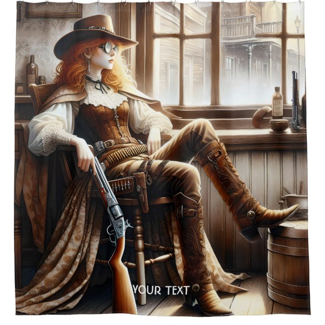 Cortina Para Box Fantasy Cute Red Hair Cowgirl (Frente)