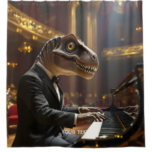 Cortina Para Box Fantasy - Cute T-rex Tocando Piano