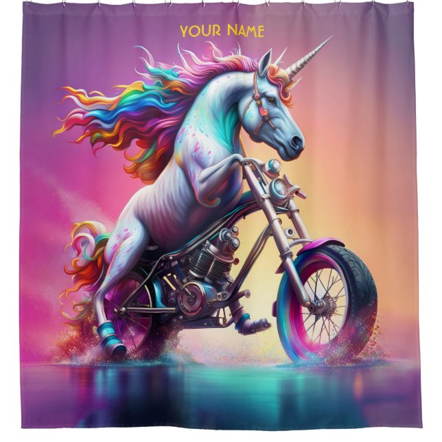 Cortina Para Box Fantasy Cute Unicorn Riding Bike (Frente)