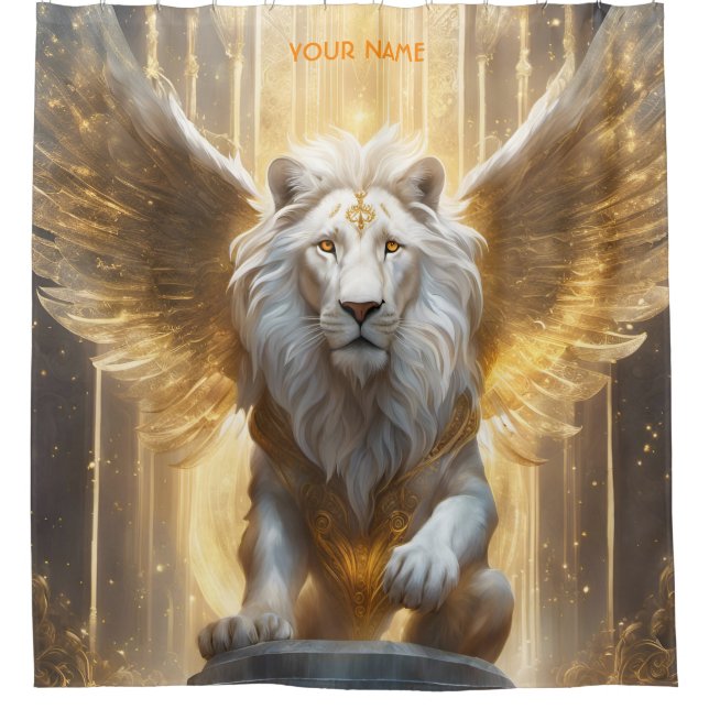 Cortina Para Box Fantasy Cute Vivid Angelic White Lion (Frente)
