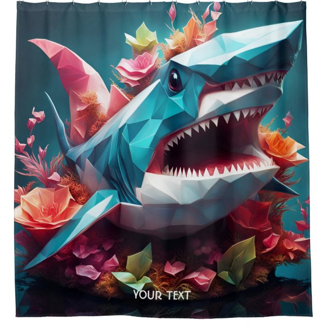 Cortina Para Box Fantasy Cute Vivid Origami Glass Shark (Frente)