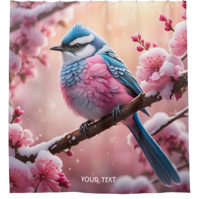 Cortina Para Box Fantasy Cute Vivid Pastel Bird Snow (Frente)
