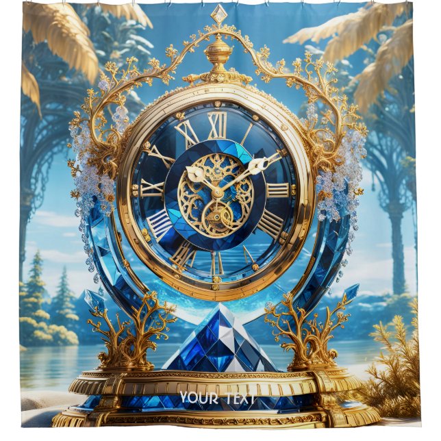 Cortina Para Box Fantasy Cute Vivid Sapphire Clock Sea (Frente)
