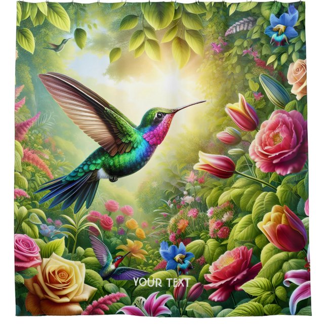 Cortina Para Box Fantasy Flowers Cute Rainbow Hummingbird (Frente)