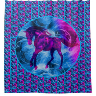 Cortina Para Box Fantasy Horse Animal Colorido