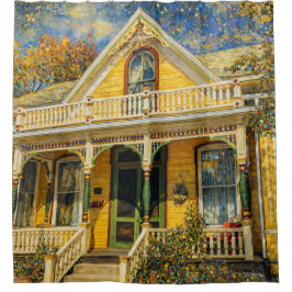 Cortina Para Box Fantasy Victorian Yellow House Shower Curtain