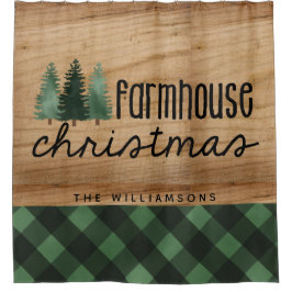 Cortina Para Box Farmhouse Christmas Country Xadrez Family Name Woo