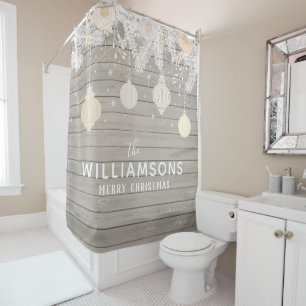 Cortina Para Box Farmhouse Christmas Wood Pine Family