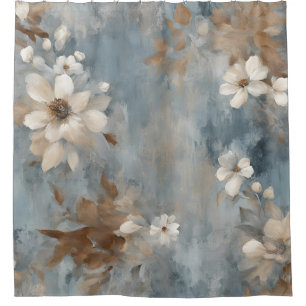 Cortina Para Box Farmhouse Russo Azul Castanho-Castanho Floral