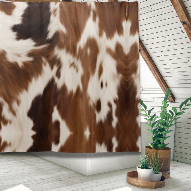 Cortina Para Box Farmhouse Russo Western Country Cowboy Impressão (Rustic Farmhouse Western Country Cowboy Cow Print Shower Curtain)