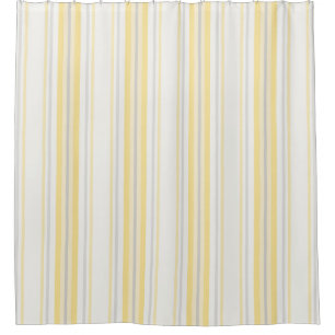 Cortina Para Box Farmhouse Ticking Stripes, Amarelo-limão, Cinzas