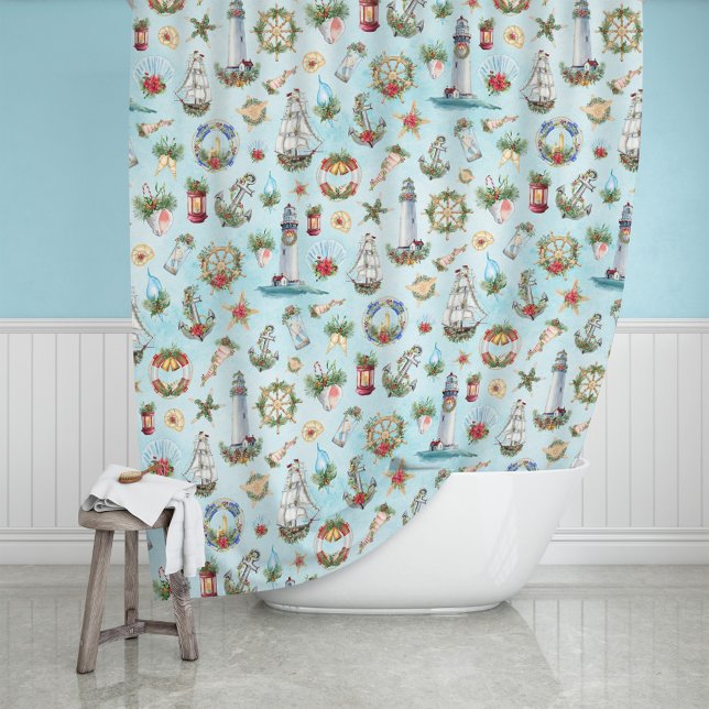 Cortina Para Box Faróis de Natal náuticos que navegam no oceano (Criador carregado)