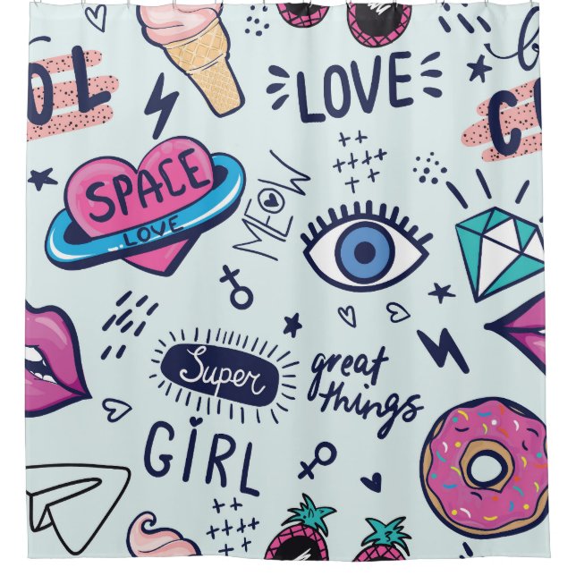 Cortina Para Box Fashion Patch: Pop Art Stickers. (Frente)