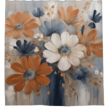 Fazenda Moderna Azul Naval Laranja Queimada Floral