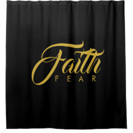 Cortina Para Box Fé sobre o medo Dourado e negro