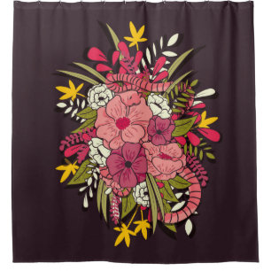 Cortina Para Box Febre da vintagem vibrante puxada pela mão, flora