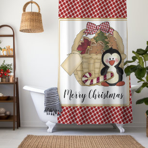 Cortina Para Box Feira de Natal Feliz Pinguim de Natal
