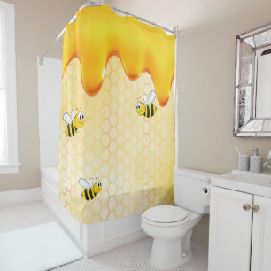 Cortina Para Box Feliz abelhão amarelo almôndegas pingando mel