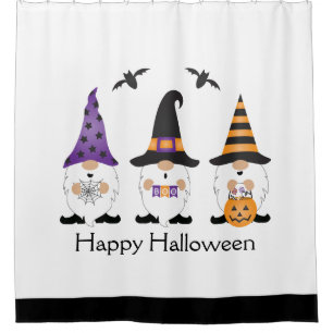 Cortina Para Box Feliz Dia das Bruxas Gnomos Roxo Laranja
