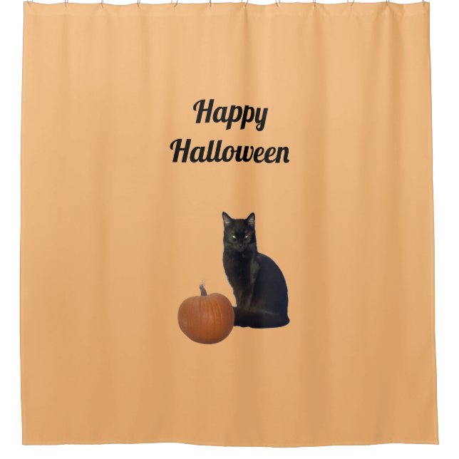 Cortina Para Box Feliz Dia das Bruxas Negro Pumpkin Laranja (Frente)