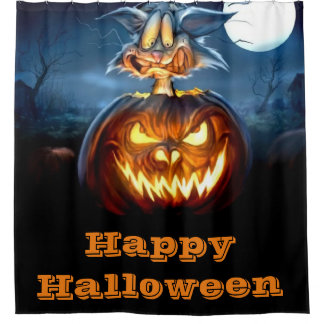 Cortina Para Box Feliz Gato Assustador do Halloween