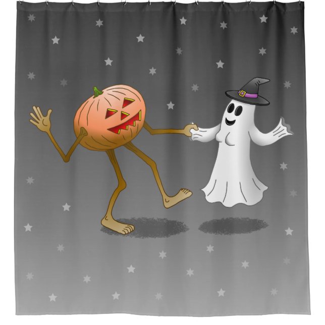 Cortina Para Box Feliz Halloween Pumpkin e Ghost (Frente)