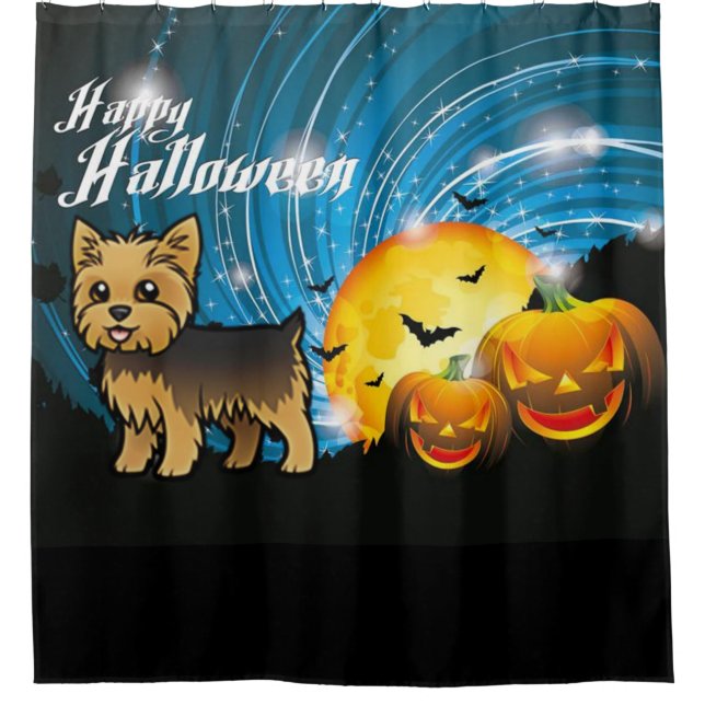 Cortina Para Box Feliz Halloween Yorkie (Frente)