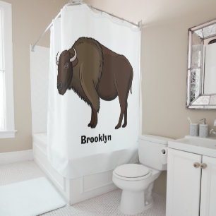 Cortina Para Box Feliz ilustração de búfalo bisonte americano