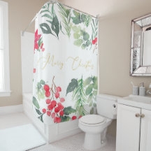 Feliz Natal Dourado com Watercolor Holly