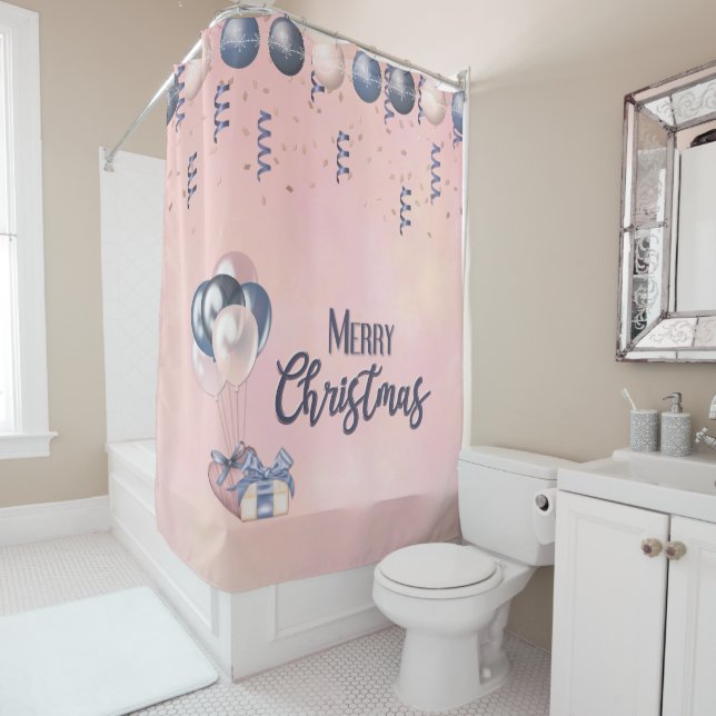 Cortina Para Box Feliz Natal Mensagens de Balança, Presentes e Balõ (In Situ)