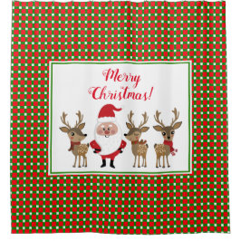 Cortina Para Box Feliz Natal Xadrez Papai Noel Rena Personalizado F