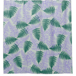 Cortina Para Box Fern roxo verde deixa padrão de flores retrô 70s