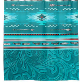 Cortina Para Box Ferramenta de Couros de Turquesa Faux de Navajo Tr