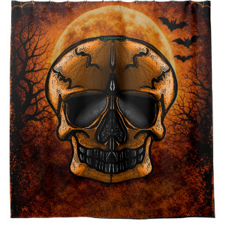 Cortina Para Box Festa de Halloween da Caveira de Abóbora