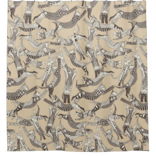 Cortina Para Box festa do gato beige natural