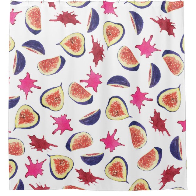 Cortina Para Box Figos Frescos - Cor d'água do Sumo Rosa (Frente)