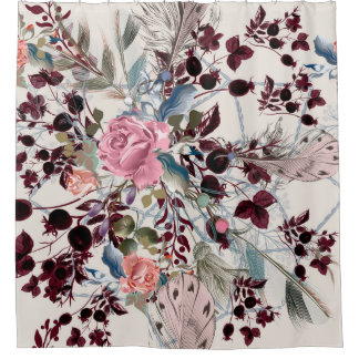 Cortina Para Box Figura bo-ho de moda com rosa flores e p