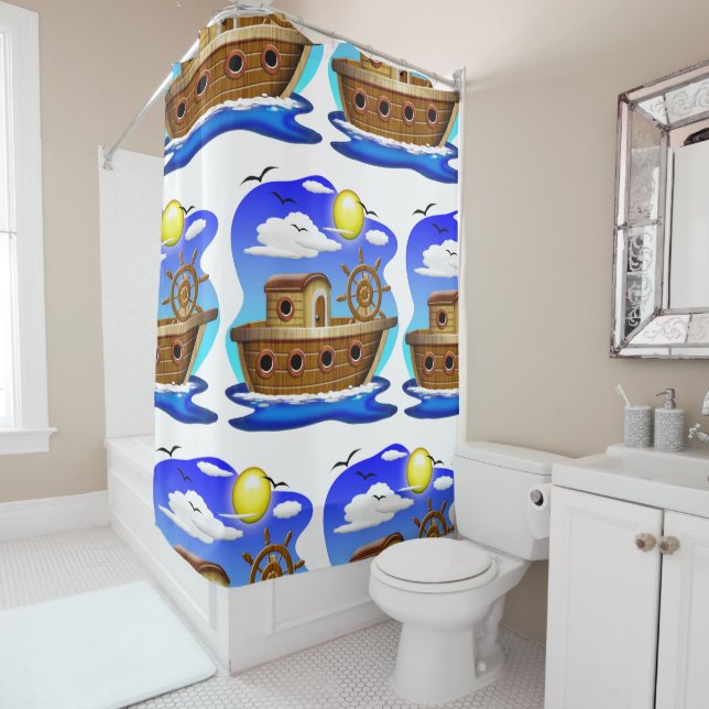 Cortina Para Box Fishing Boat Cartoon  (In Situ)