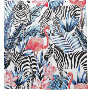 Cortina Para Box Fláir Tropical: Paraíso Flamingo Zebra