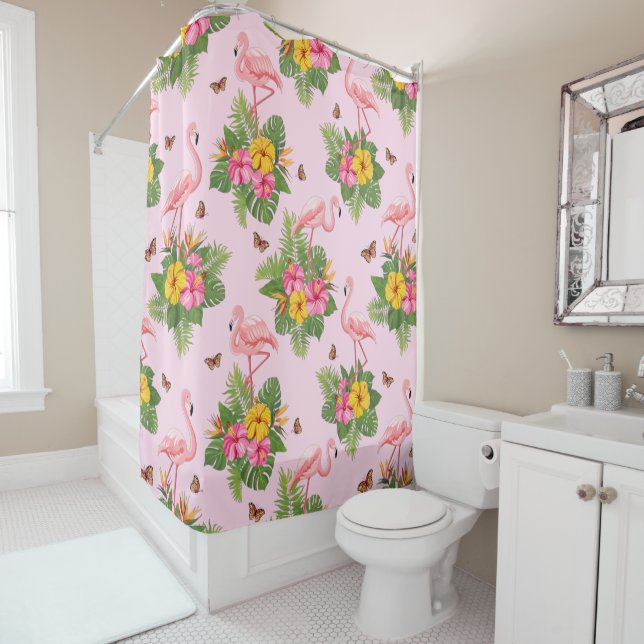 Cortina Para Box Flamingo e Borboletas 1 (In Situ)