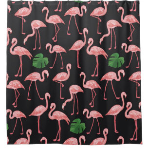 Cortina Para Box Flamingo Elegance: Fusão de Monstera Vintage.